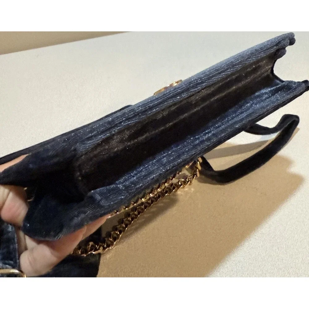 Anthropologie Velvet Crossbody Wallet inner mirror‎ slip pocket Magnetic closure - Picture 7 of 10